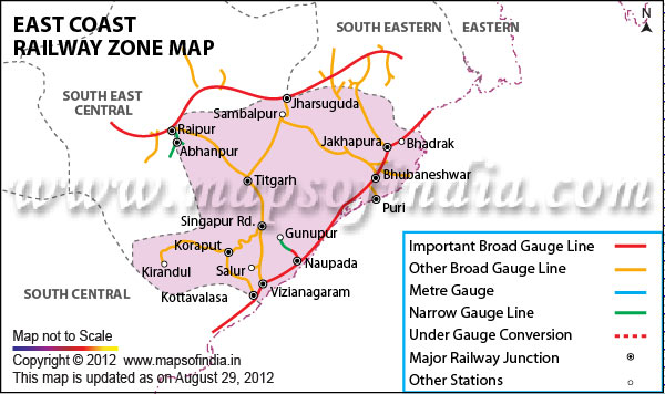 East Coast Railway Zone Map