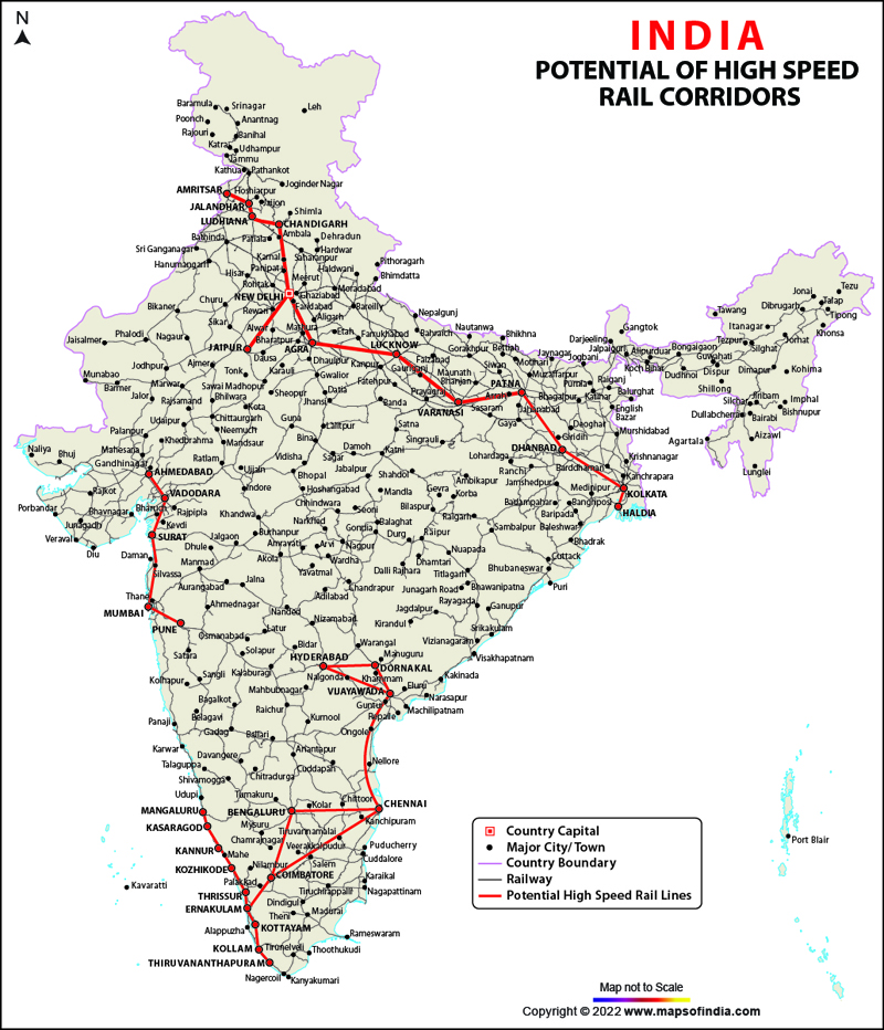 Bullet Train Network in India Map