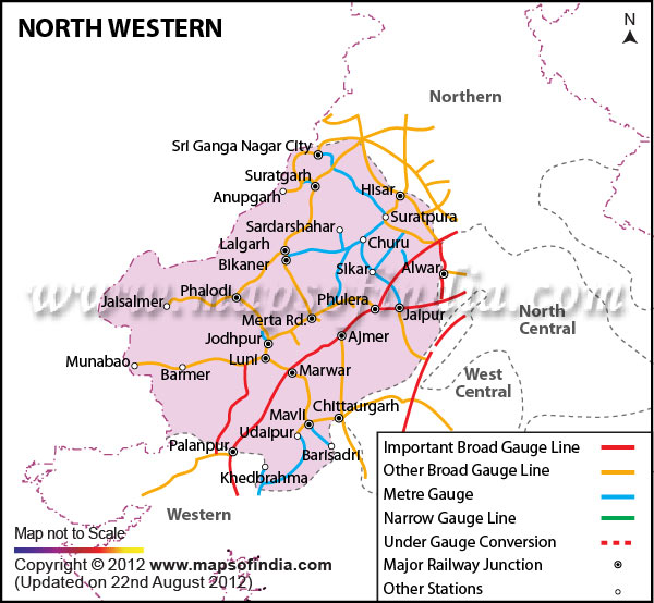 Northern Western Railway Zone Map