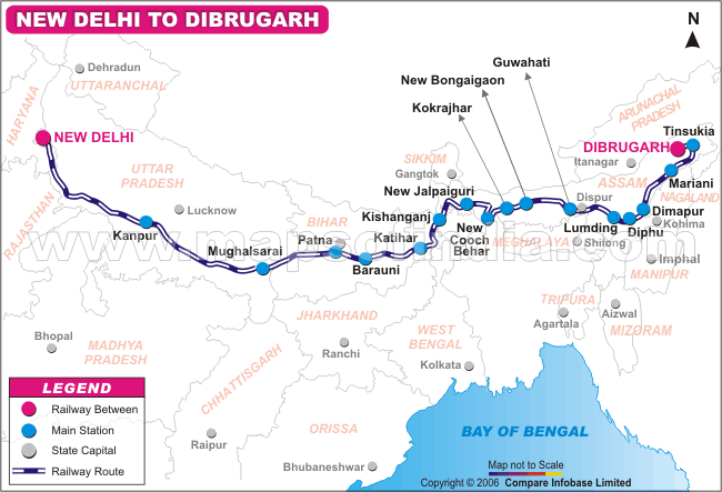 New Delhi to Dibrugarh