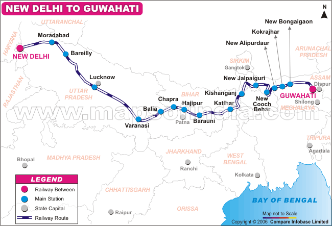 New Delhi to Guwahati Via Moradabad