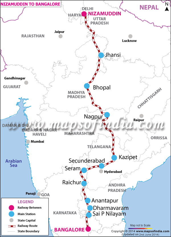 Nizamuddin to Bangalore
