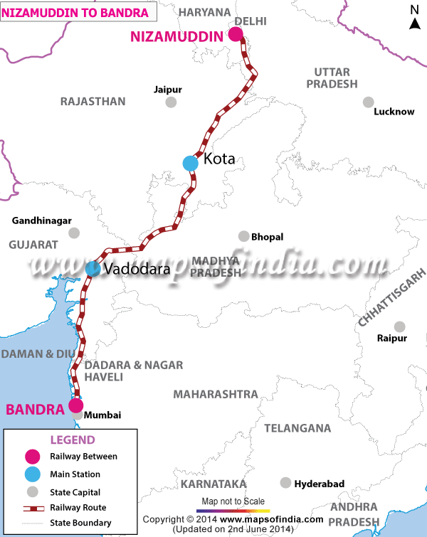 Mumbai To Chandigarh Train Route Map 12908/Maharashtra Sampark Kranti Express Route Map, H. Nizamuddin To Bandra  Terminus Train