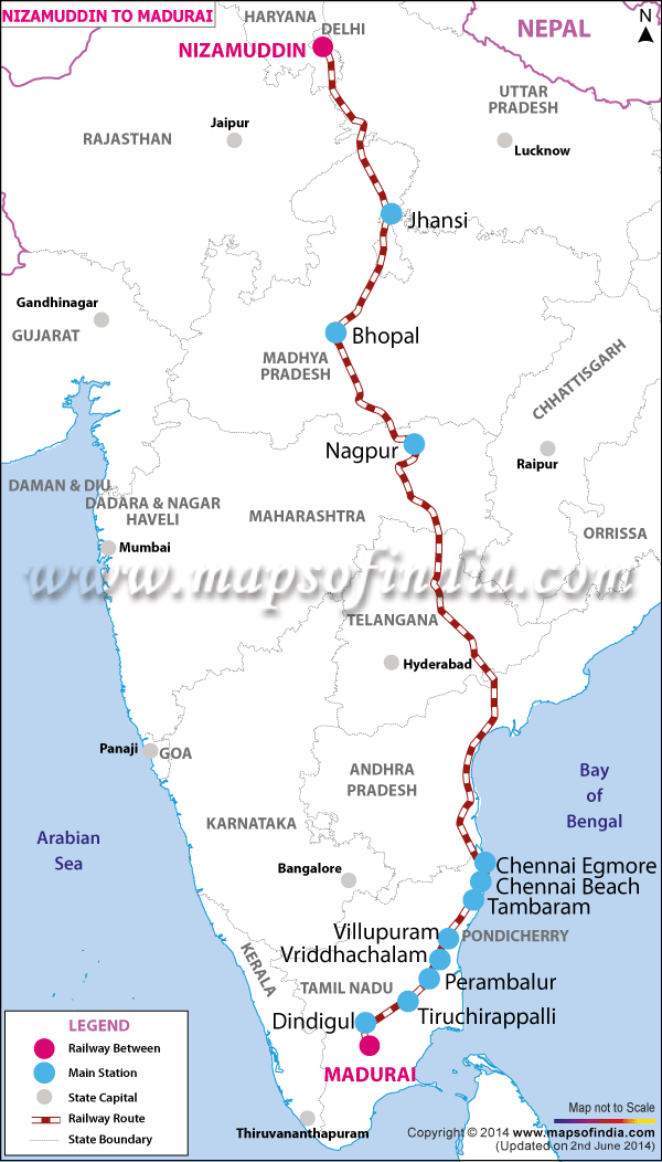 Nizamuddin To Madurai