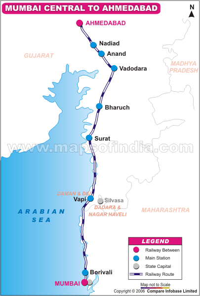 Mumbai Central to Ahmedabad