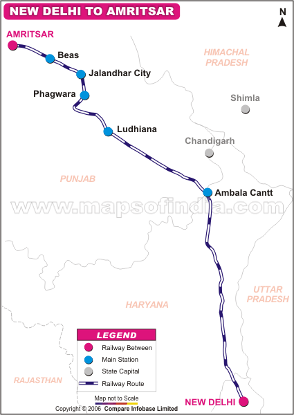 New Delhi to Amritsar Via Ambala