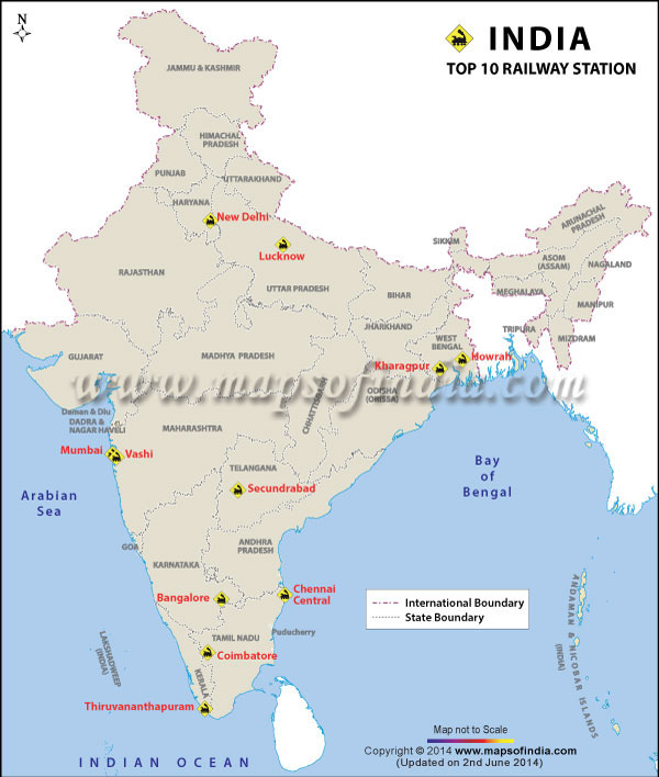 Map of Top Ten Railway Stations