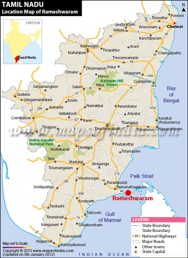 Location Map of Rameshwaram