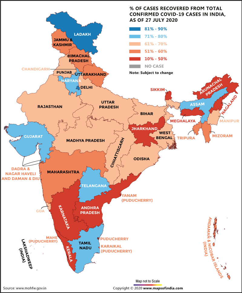 State-wise Coronavirus Active Cases, Recovered Cases and Deaths in India