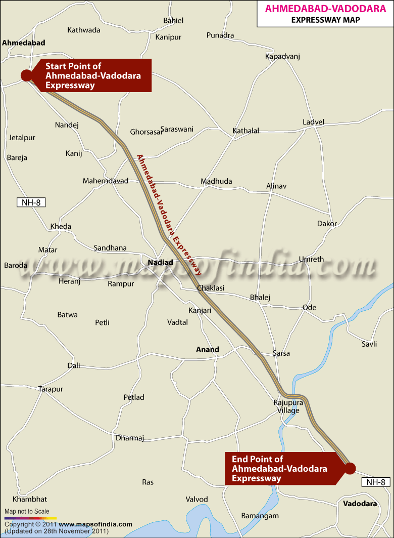 Map of Ahmedabad Vadodara Expressway