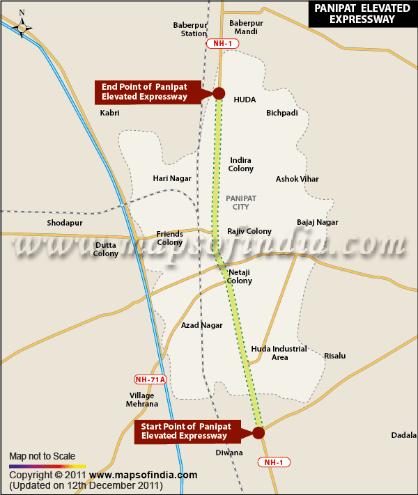 Delhi To Panipat Distance By Road Panipat Elevated Expressway, Map Of Panipat Elevated Expressway
