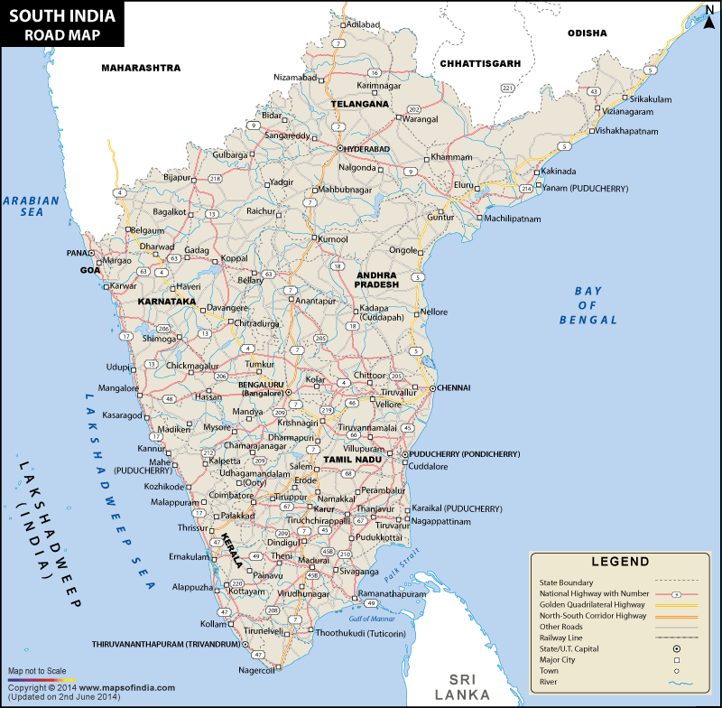 road map of india with distance South India Road Map Road Map Of South India road map of india with distance