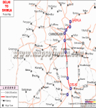 Delhi to Shimla Route Map