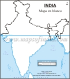 Mapa de la India en blanco