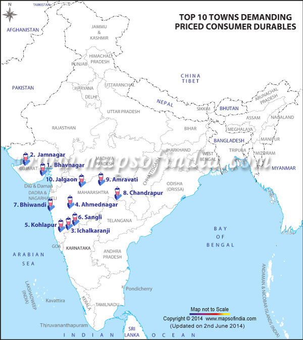 Top Ten Towns Demanding Medium Priced Consumer Durables in India