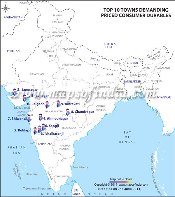 Top Ten Towns Demanding Medium Priced Consumer Durables in India