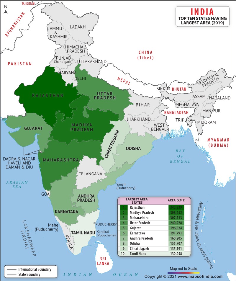 India Area Map