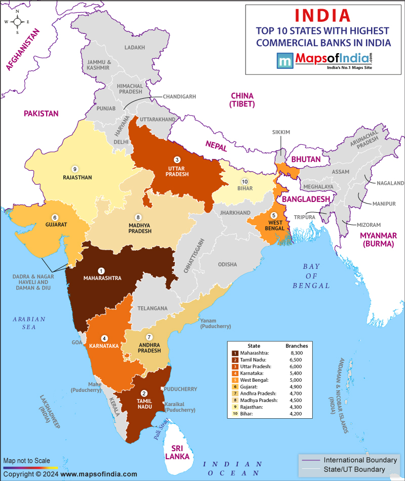 Commercial Banks India Map Commercial Banks India Map