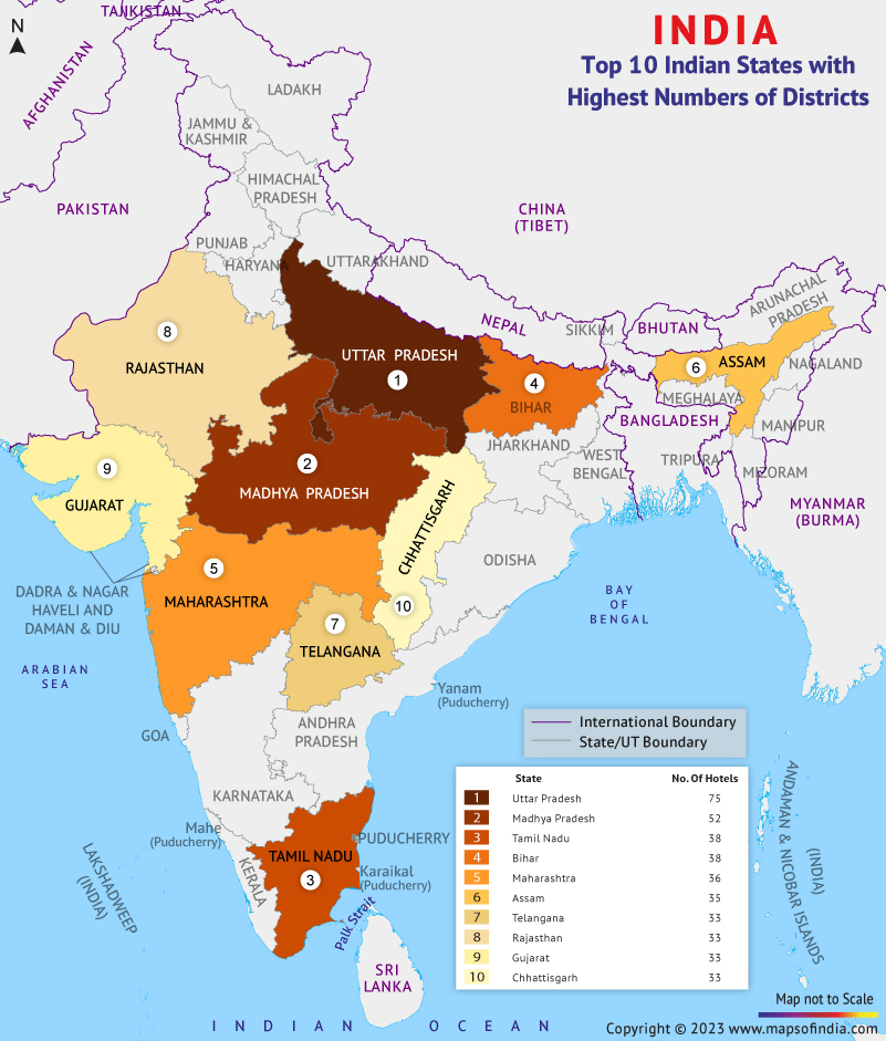 India Map With States And Districts Top 10 Indian States With Highest Numbers Of Districts