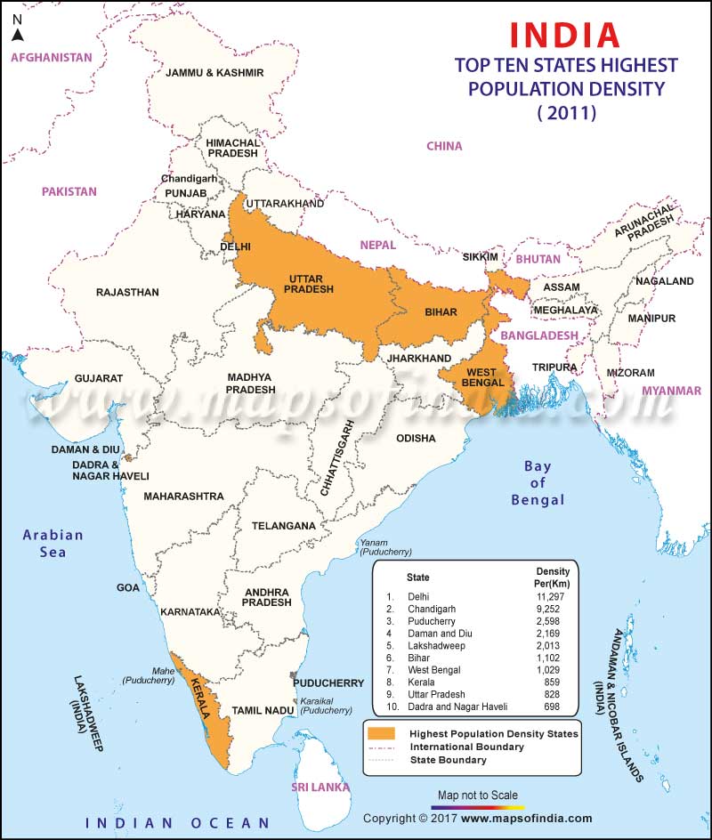 Top 10 Indian States With Highest Population Density