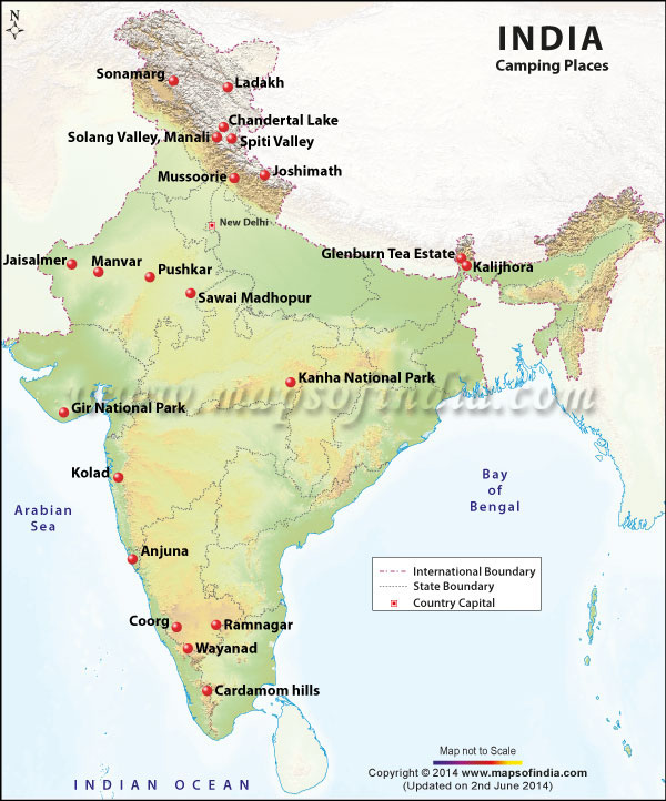 Camping in India location Map