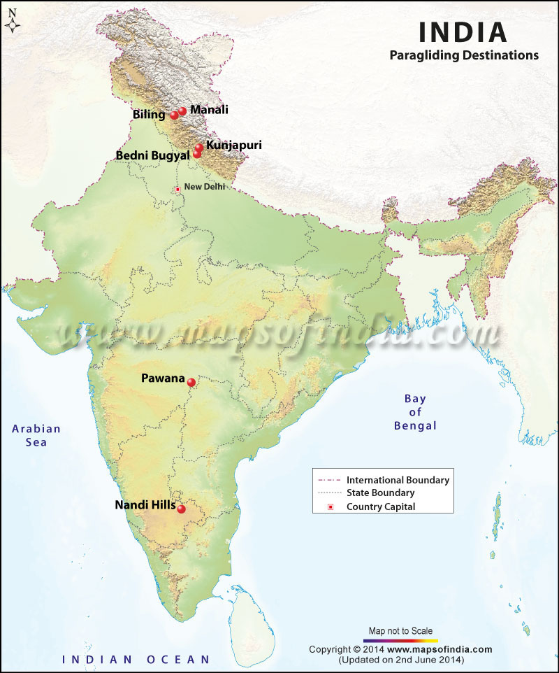 Paragliding in India location Map