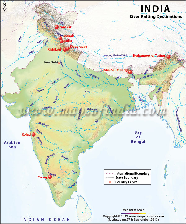 Rafting in India location Map
