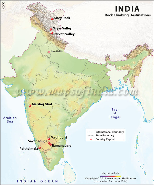Rock climbing in India location Map