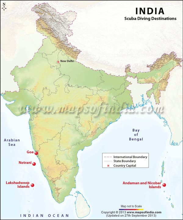 Scuba Diving in India location Map