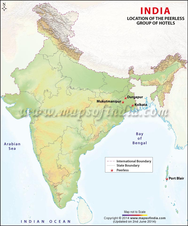 Map Showing Peerless Group of Hotels in India