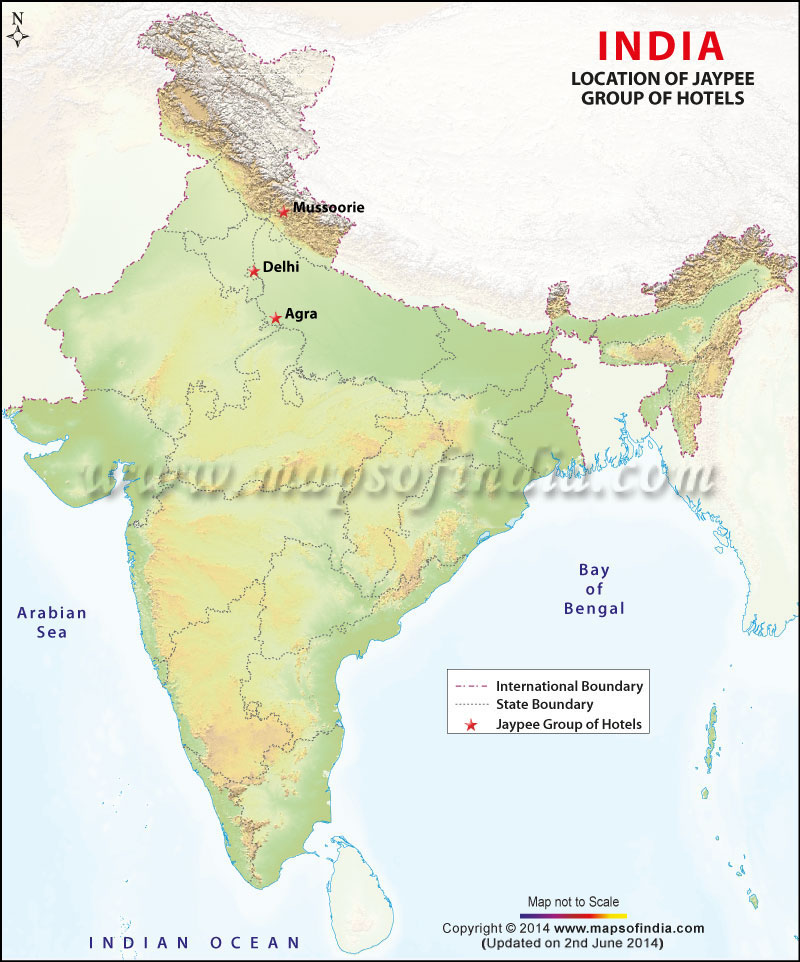 Map Showing Jaypee Group of Hotels in India