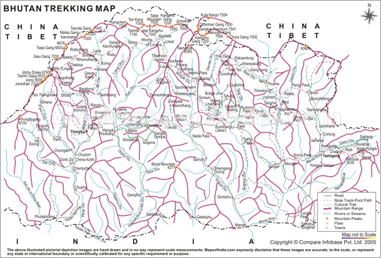 Bhutan Trekking Route Map
