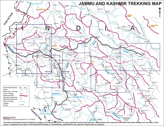 Jammu and Kashmir Trekking Route Map