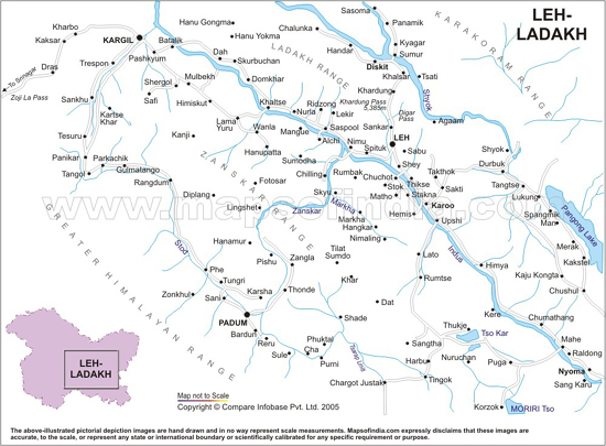 Leh Ladakh Trekking Route Map