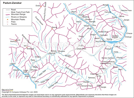 Padum Zanskar Trekking Route Map