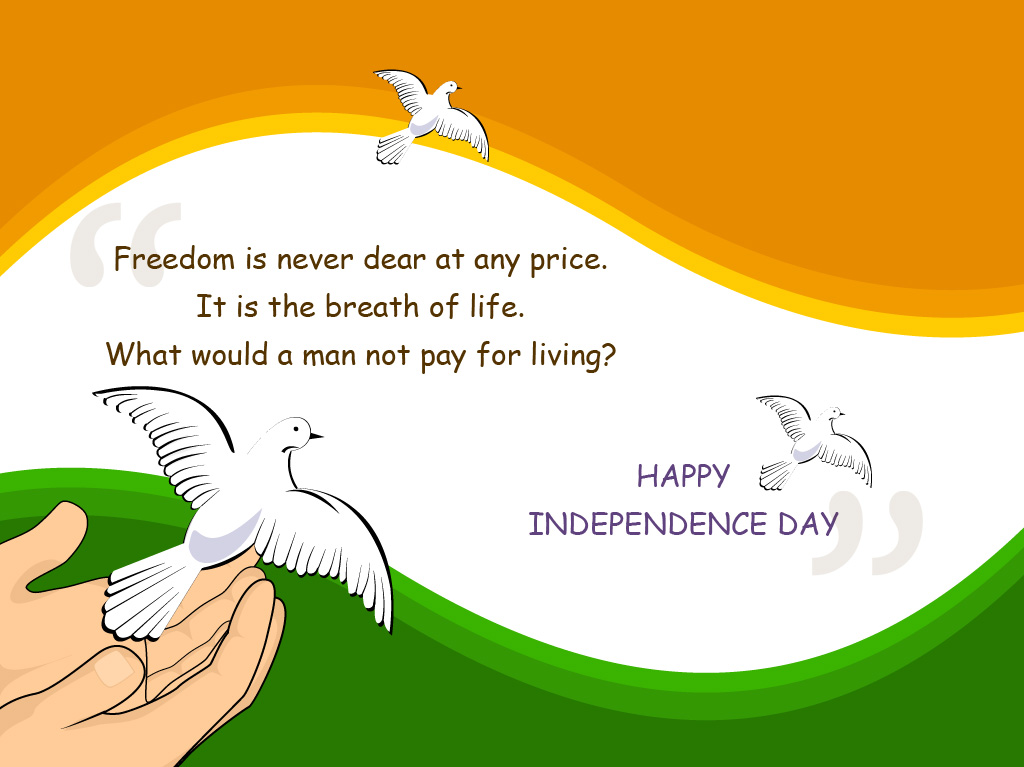 Independence day image showing quote on freedom