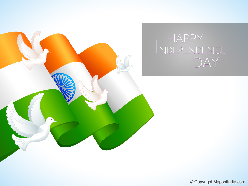 Independence day wallpaper showing flag and pigeon
