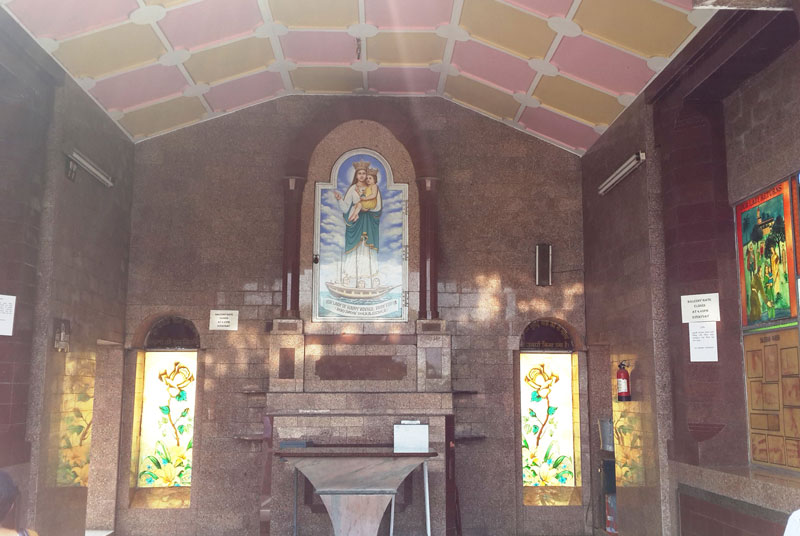 Our Lady of the Happy Voyage Statue in the balcony of Bandel Church