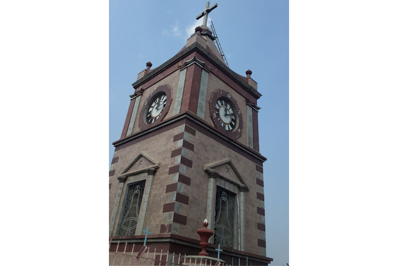 clock tower at Bandel Church