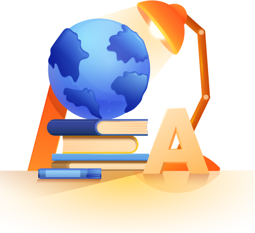 globe, books, a lamp, and the letter 'A', highlighting the concept of education in India