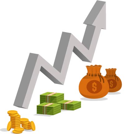 monetary trends with a dollar sign, symbolizing the effects of government schemes on finances
