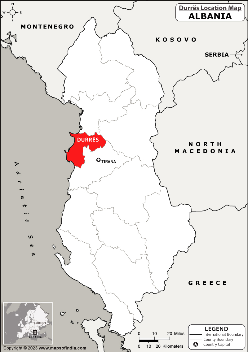 Durres Location Map