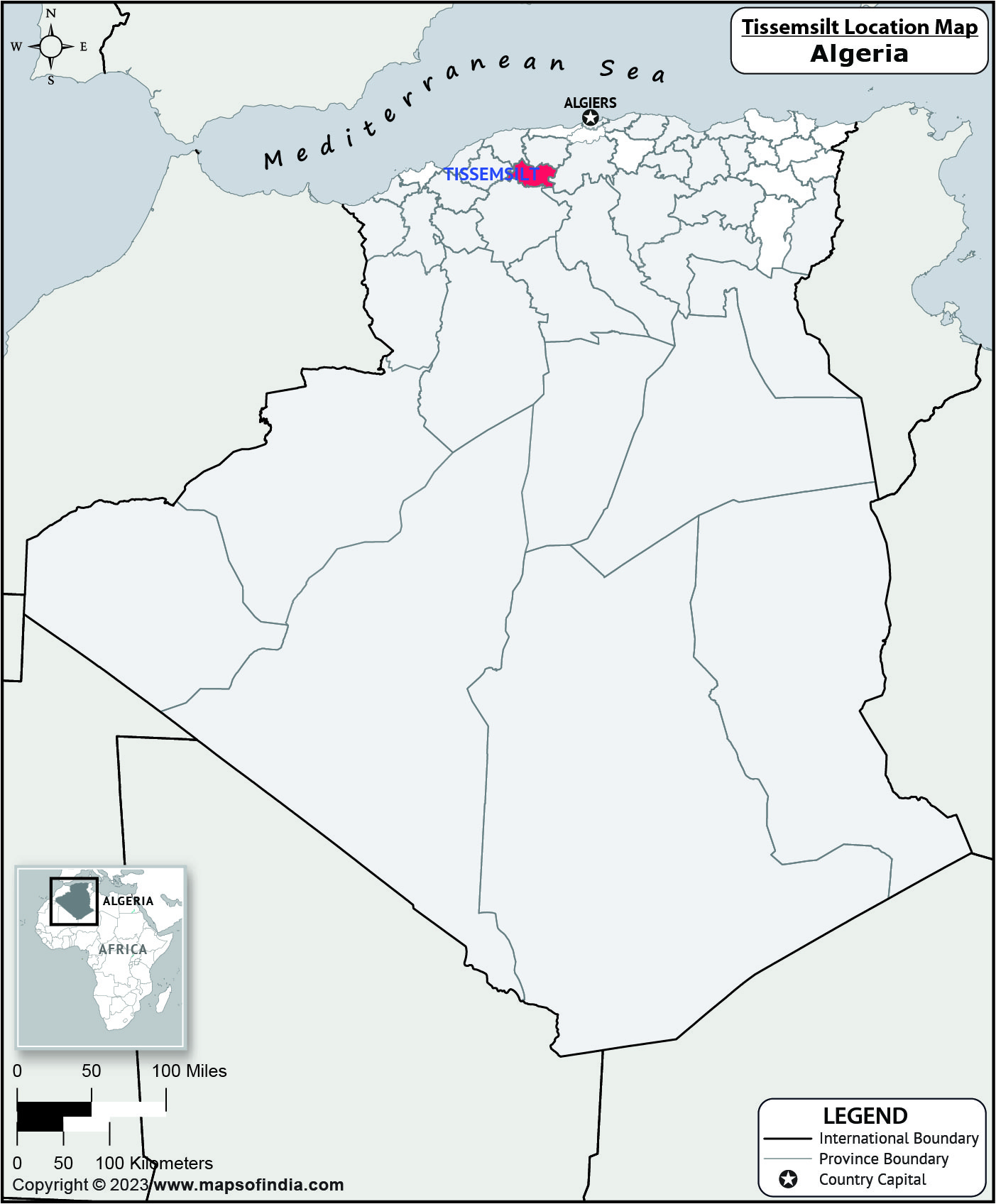 Tissemsilt Location Map