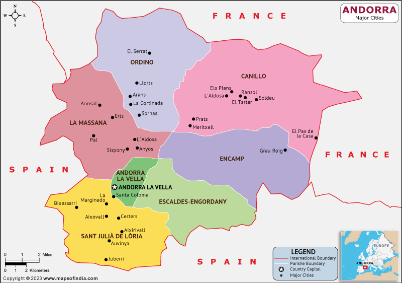 Andorra Major Cities Map