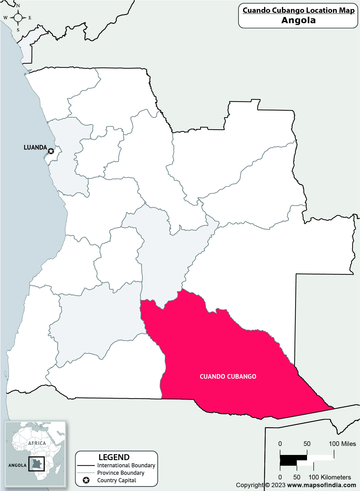 Map of Cuando Cubango Location Cuando Cubango Location Map