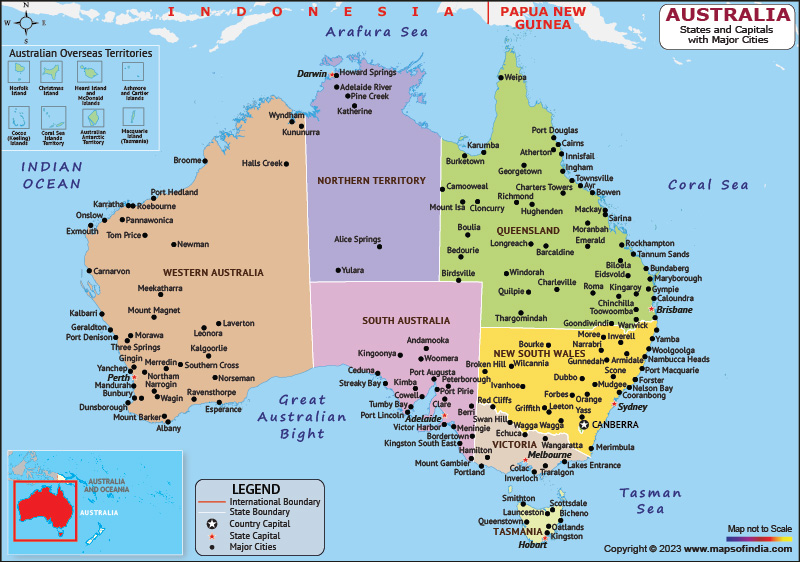 Australia States and Capital Map