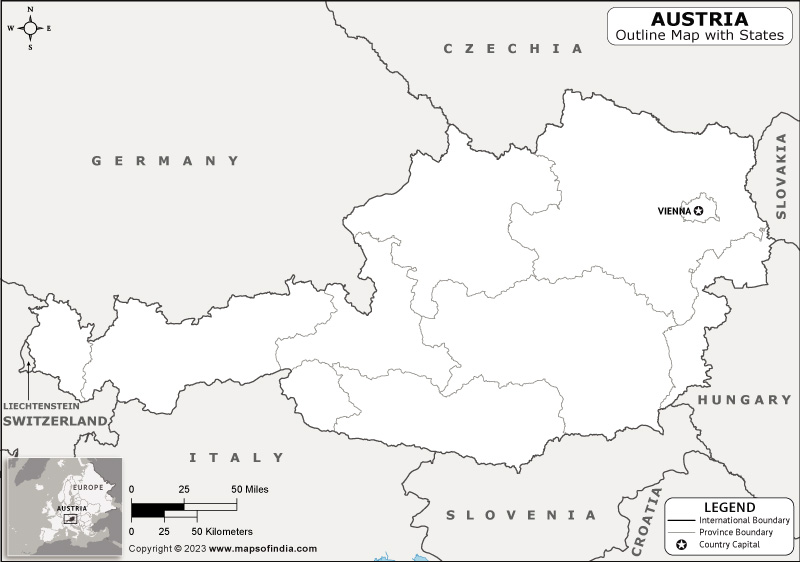 Austria Blank Outline Map