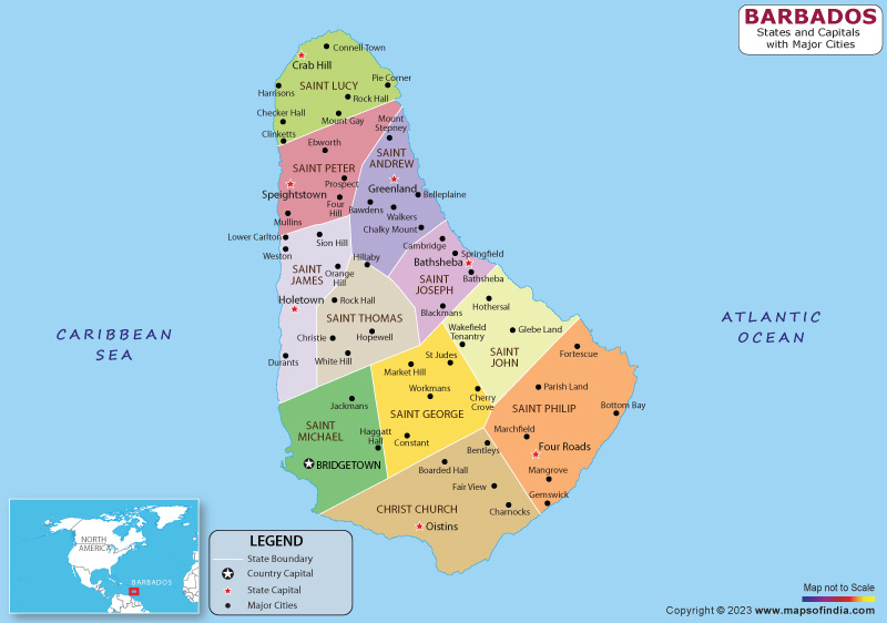 barbados State and Capital Map