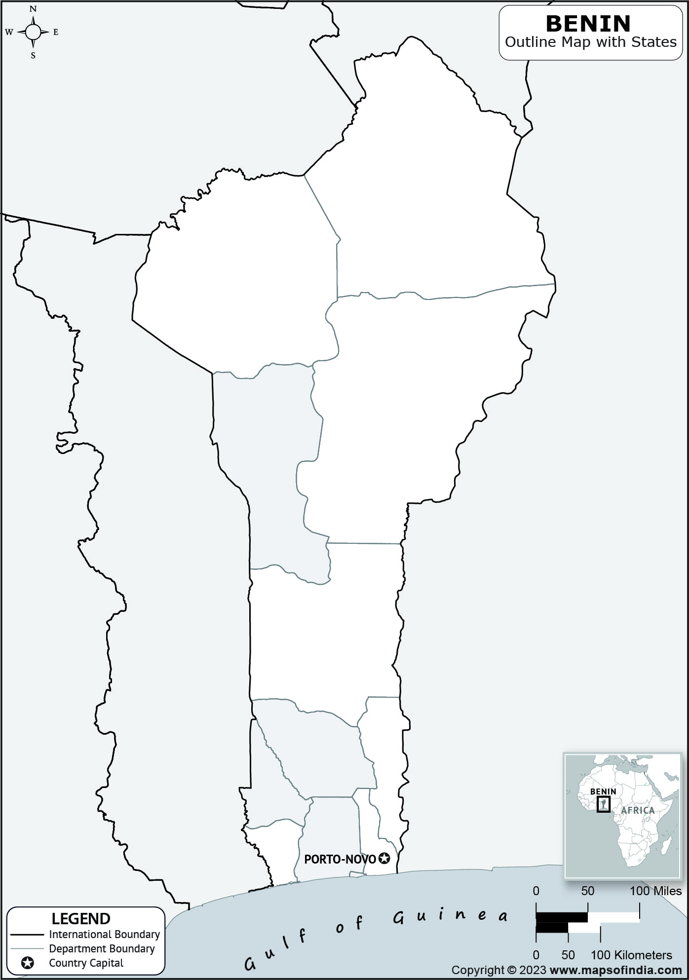 Benin Blank Outline Map