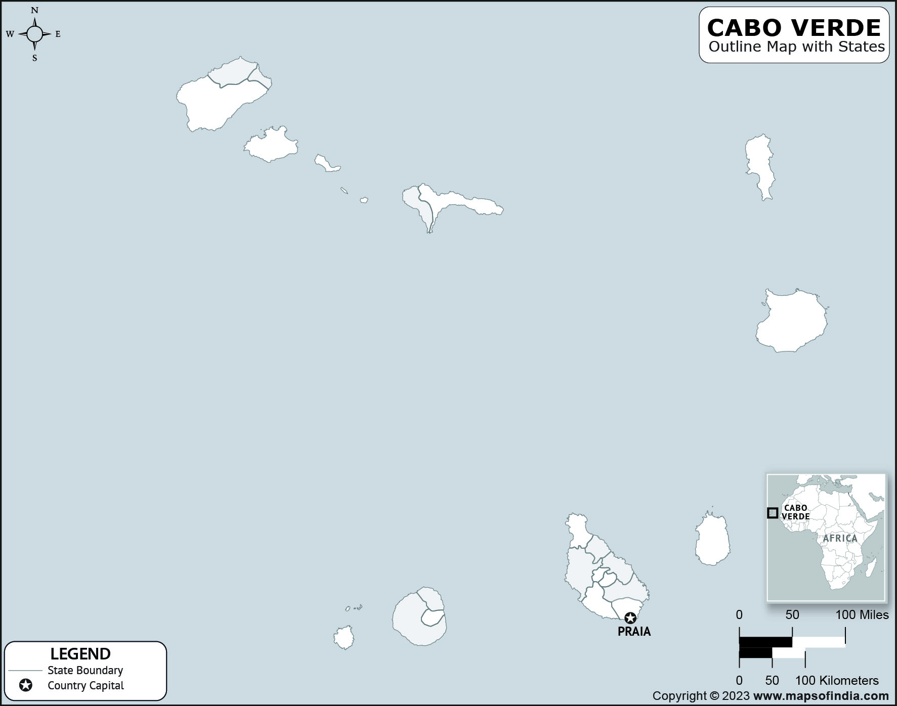 Cabo Verde Blank Outline Map